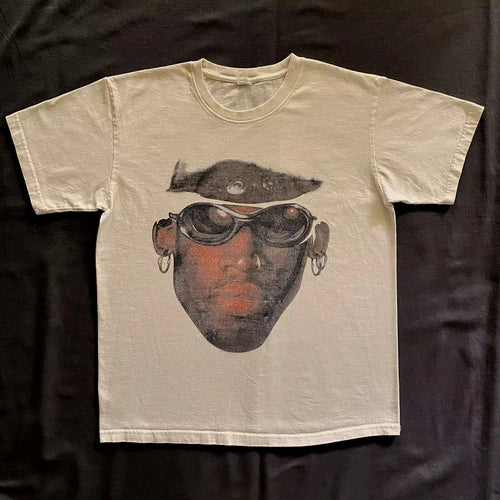 Dennis Rodman Face Graphic T Shirt Mens Y2K Vintage Style Streetwear Tee S-3XL