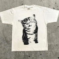 Winking Cat Cute Mens Y2K Graphic T Shirt Streetwear Cotton Tee S-3XL