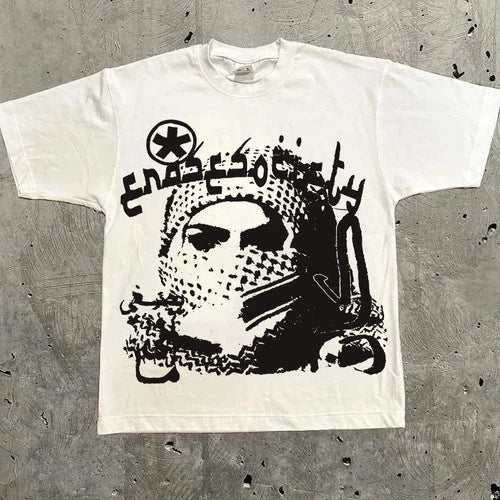 Masked Edgy Grunge Mens Y2K Graphic T Shirt Streetwear Cotton Tee S-3XL